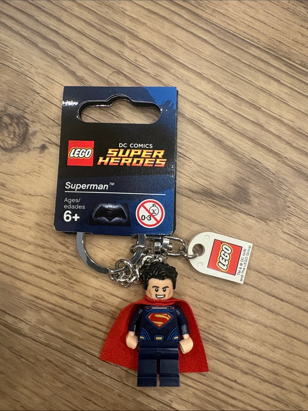 Lego Superman Minifigure Keychain - Red Cape, Blue Suit